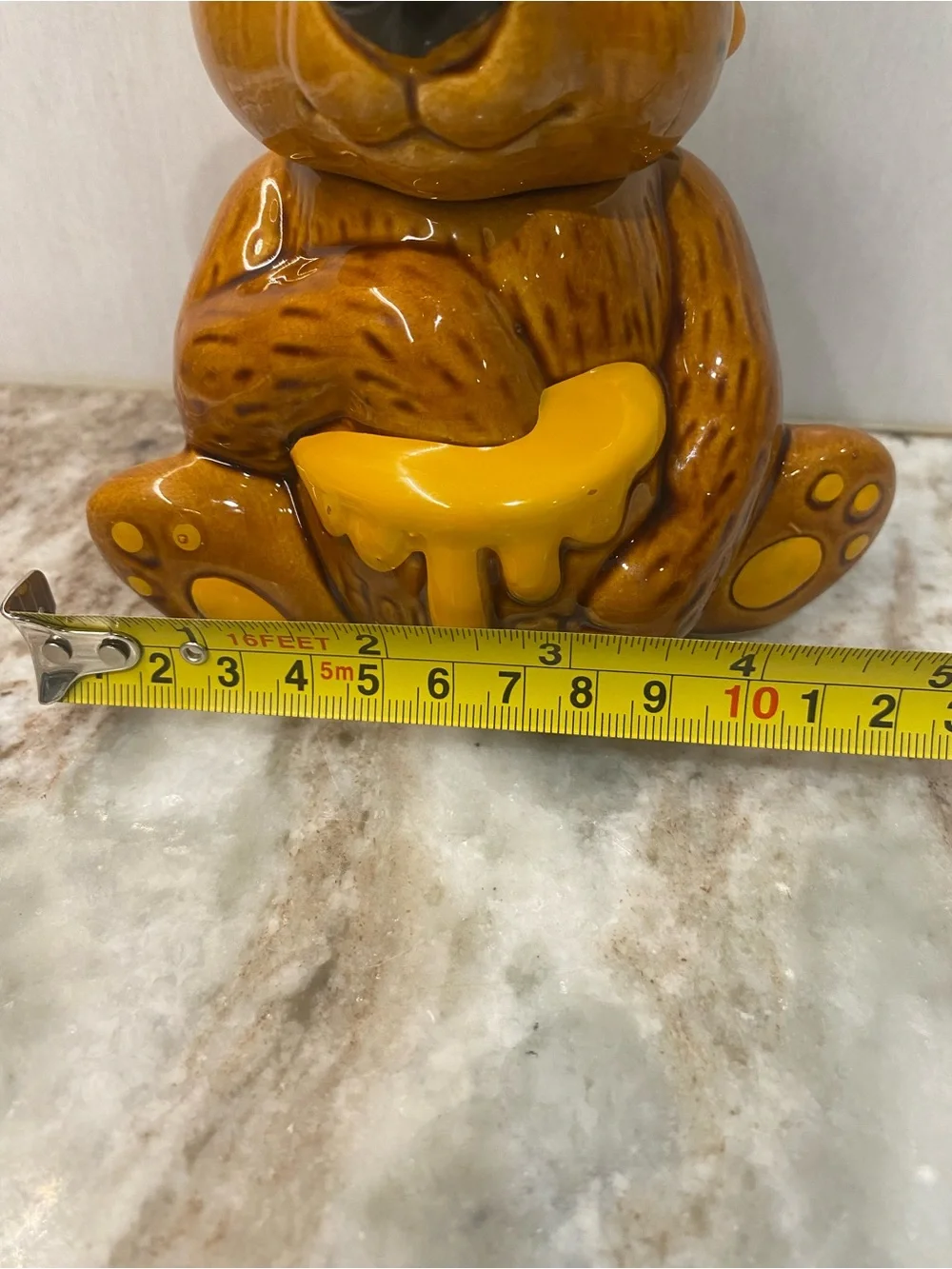 Vintage 1982 Houston Foods Ceramic Teddy Bear Honey Pot Jar with Dipper - Unused